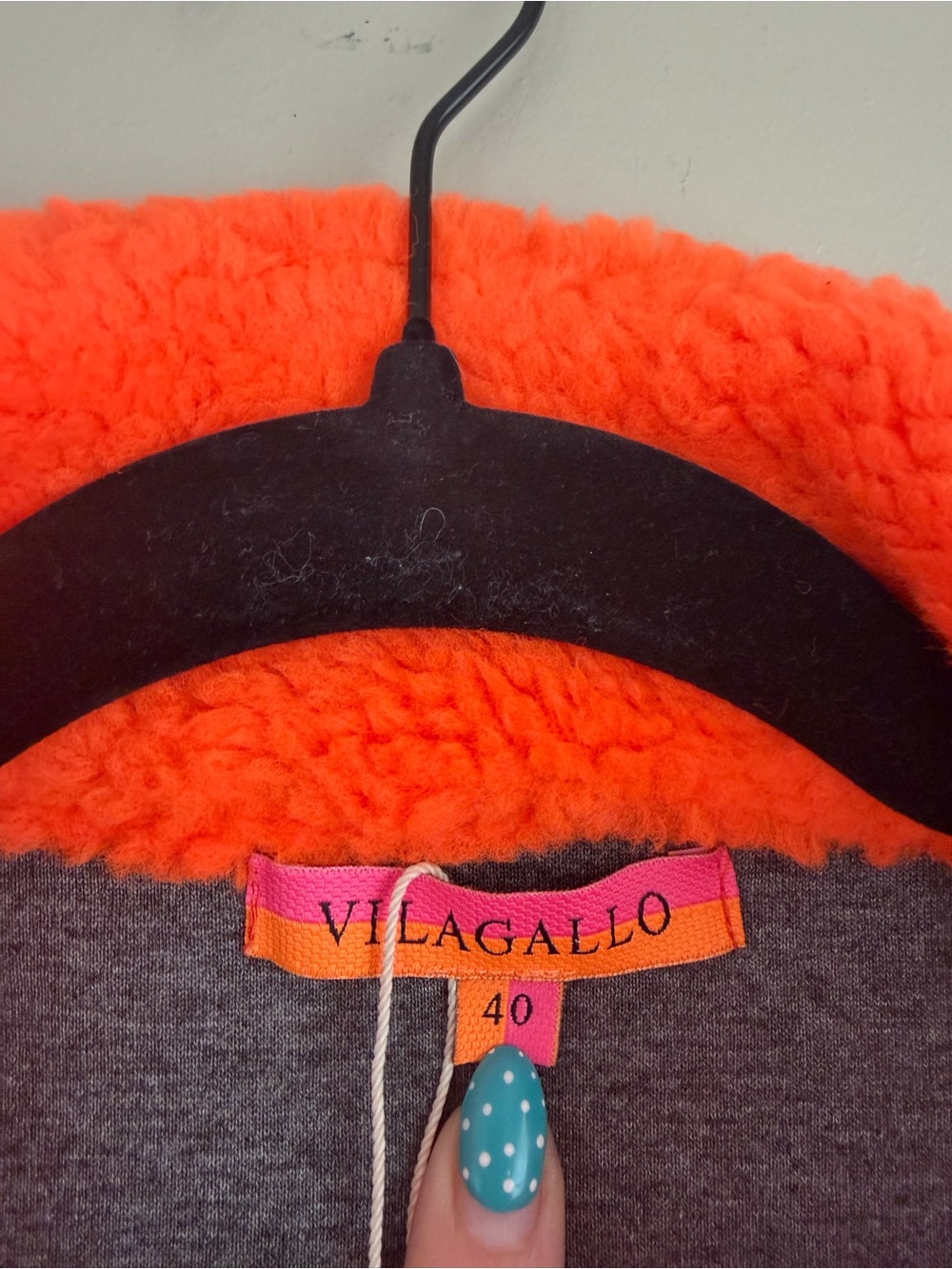 Vilagallo NWT Bright Orange Teddy Coat Large Front Pockets Single Hook Closure - Picture 3 of 12